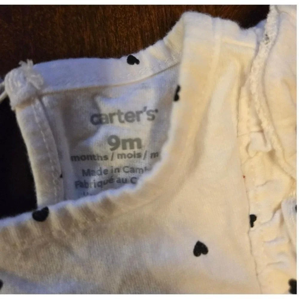 Carters Baby Girl 9 Months 3 Outfit Set Hearts Stripes Butterflies 6pc Lot